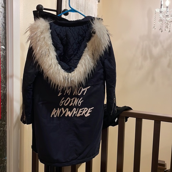 fur collar winter coat - Picture 3 of 8